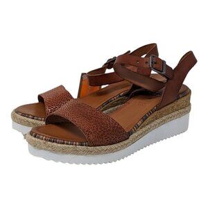 Porronet Leather Buckle Wedge Platform Brown Sandal SPAIN Size 36 EUR 5.5 US